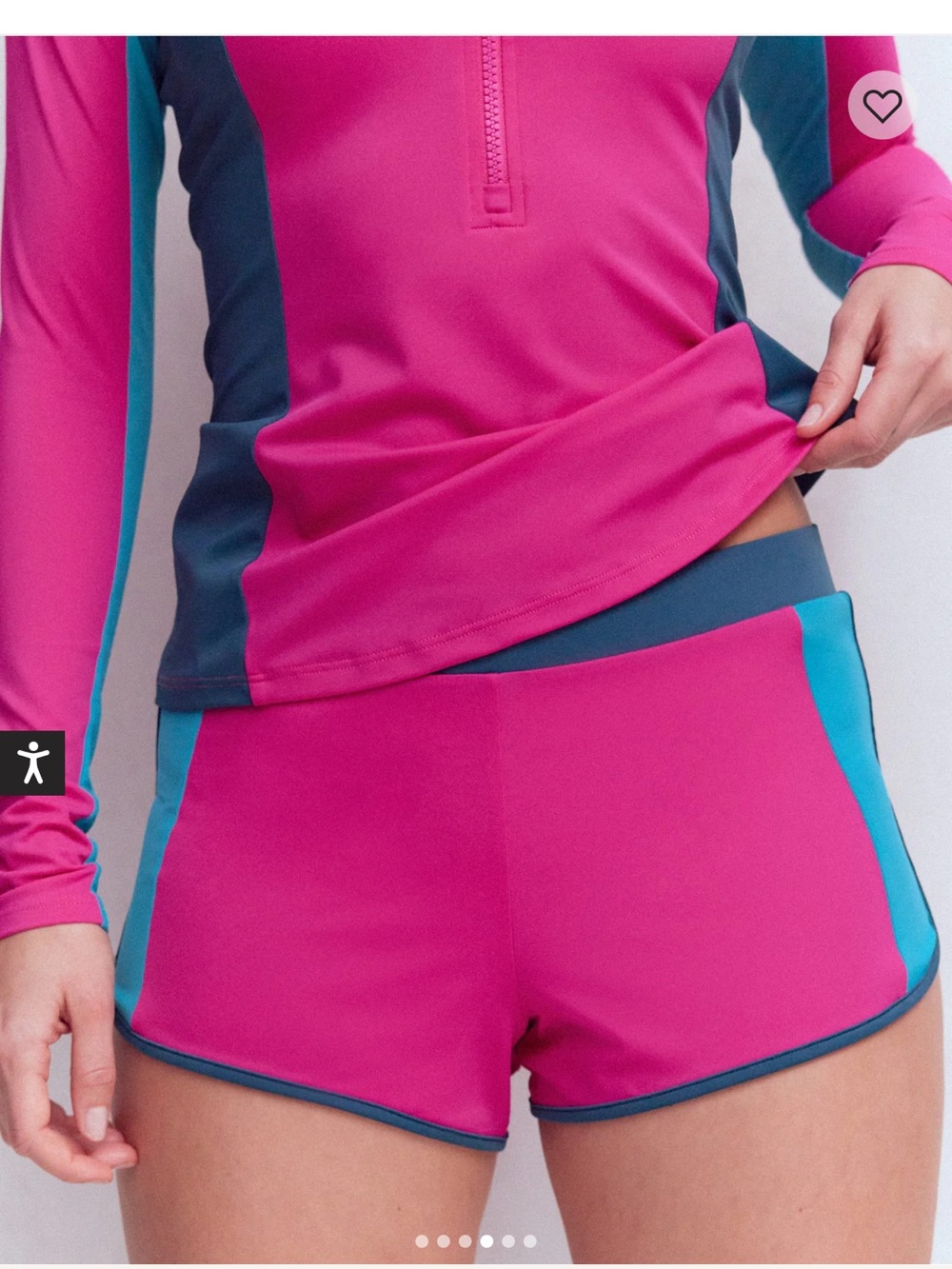 Boden Hot Pink Colorblock Athletic Shorts with Teal and Charcoal Panel